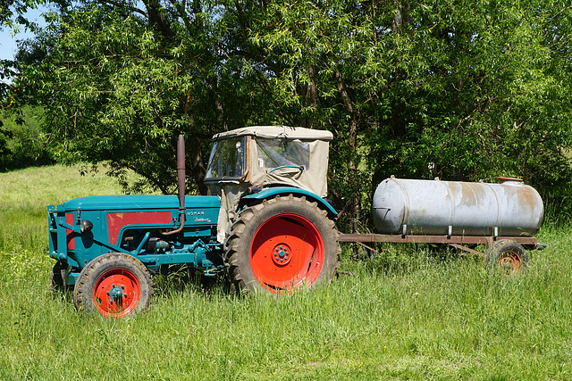 Hanomag Traktor mit Wasserspender für's Vieh