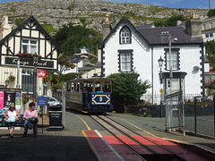 DSCF9822 Great Orme Tramway car 5 leaving  Victoria Station