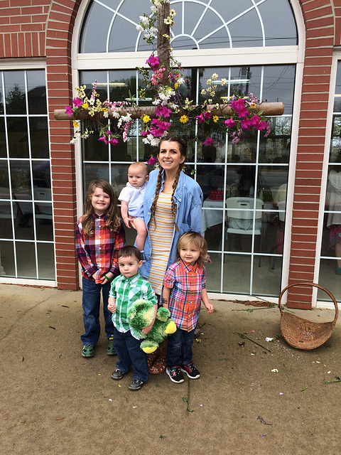 The Home-School Crew ready to dine on Easter Sunday