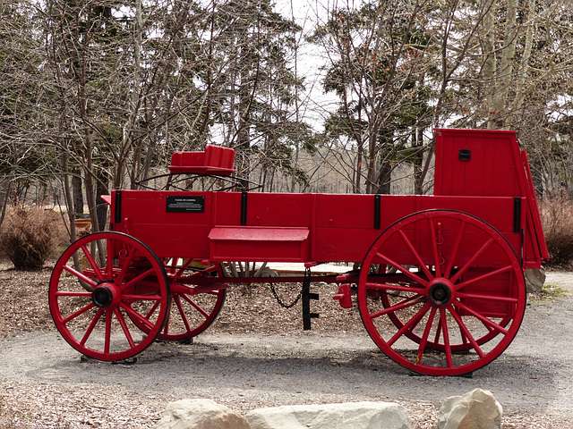 Red wagon by Bow Valley Ranch