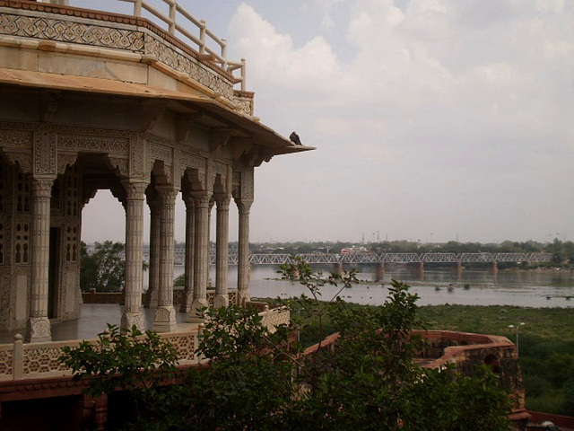 Basis of Saha Tower, River Yamuna and railway bridge.