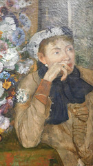 Detail of A Woman Seated Beside a Vase of Flowers by Degas in the Metropolitan Museum of Art, December 2023