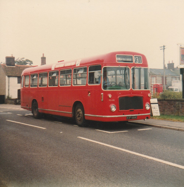 ECOC RS658 (KVF 658E) at Bacton (Abbey St. Walcott Rd) - 10 Jul 1981