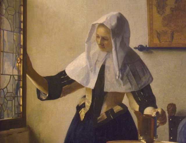 Detail of Young Woman with a Water Pitcher by Vermeer in the Metropolitan Museum of Art, February 2014