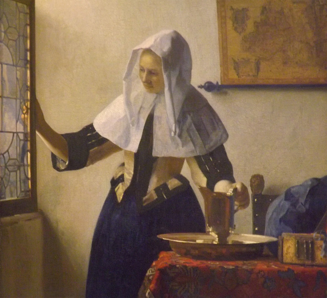 Detail of Young Woman with a Water Pitcher by Vermeer in the Metropolitan Museum of Art, February 2014