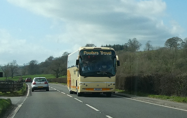 Fowlers Travel VDO 929 on the A6 in Derbyshire - 26 Mar 2019 (P1000684)