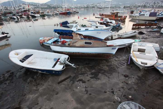 Boats were upturned after the tsunami
