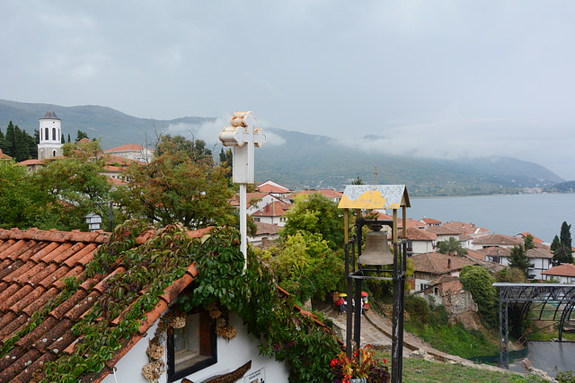 North Macedonia, Ohrid, St. Bogorodica Pandonos Orthodox Church Roof and Bell Tower