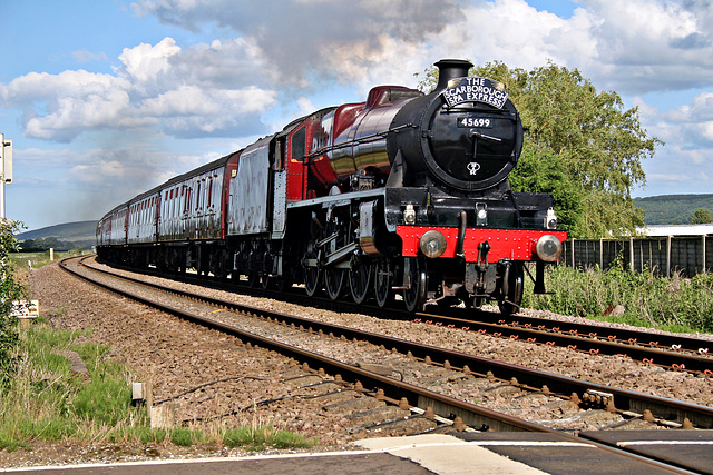 Stanier LMS -BR class 6P Jubilee 4-6-0 45699 GALATEA with 1Z27 17.13 Scarborough - Carnforth The Scarborough Spa Express at East Heslerton Crossing 20th June 2019.(steam as far as York)
