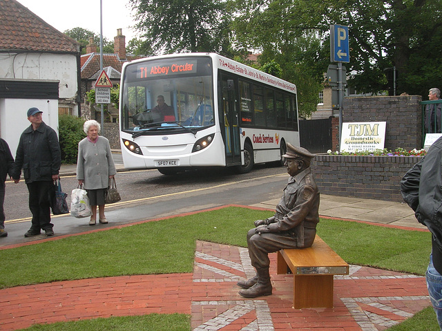 Coach Services of Thetford SF07 KCE and Captain Mainwaring in Thetford - 19 Jun 2010 (DSCN4198)