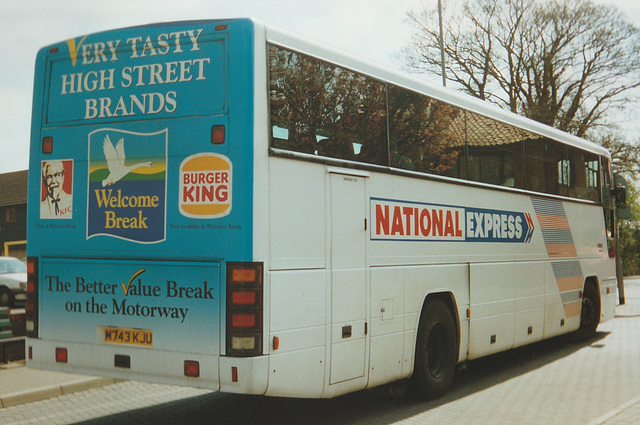 Ambassador Travel 141 (M743 KJU) at Mildenhall - May 1999