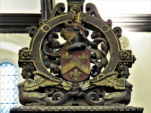 st helen bishopsgate , london heraldry atop the c16 tomb of sir william pickering +1574  (10)