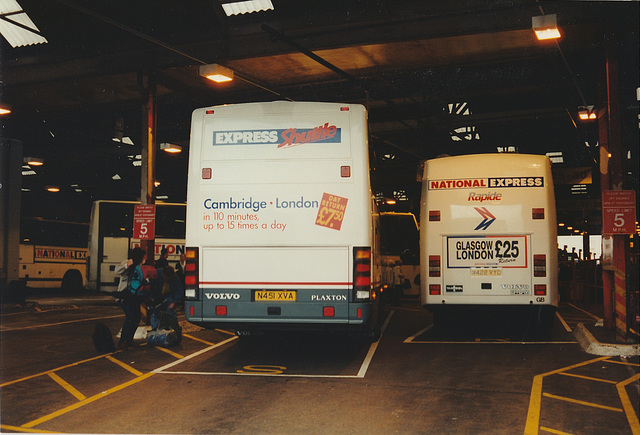 Premier Travel Services N451 XVA and Trathens M422 VYD at Digbeth, Birmingham - 8 Sep 1995