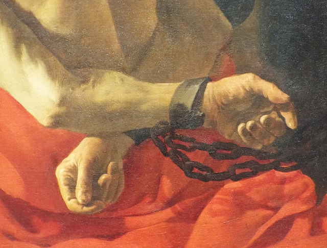 Detail of Roman Charity by Ter Brugghen in the Metropolitan Museum of Art, January 2023