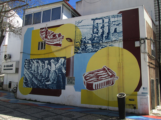 Mural of tinned fish.