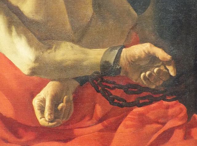 Detail of Roman Charity by Ter Brugghen in the Metropolitan Museum of Art, January 2023