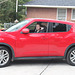 :))  She's driving her "Juke" out of our drive way last week after she received the car....