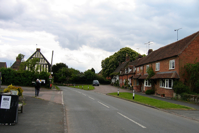 Aston Cantlow with Village Hall on the left and King's Head to the right
