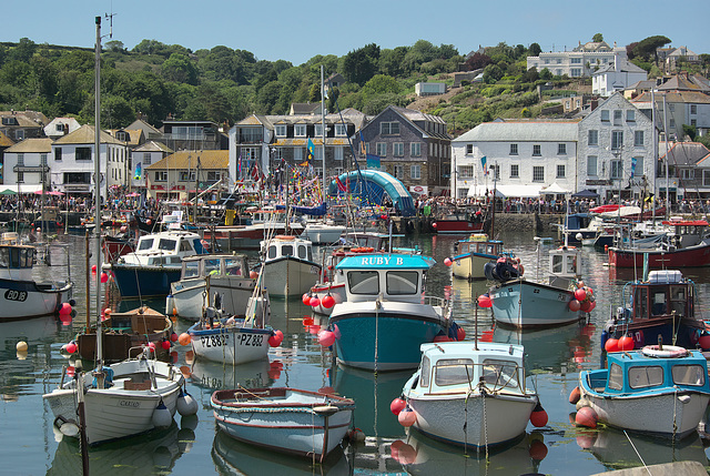 Colourful Harbour and Crowds for Mevagissey Feast Week