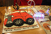 photo # 3)   The Car Cake now set up at the Restaurant....
