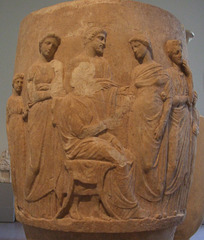 Detail of the Marble Funerary Lekythos of Aristomache in the Metropolitan Museum of Art, January 2012