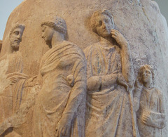 Detail of the Marble Funerary Lekythos of Aristomache in the Metropolitan Museum of Art, January 2012