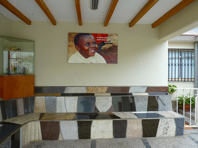 The bench in the yard of the Parroquia Santuario Nuestra Señora de Guadalupe