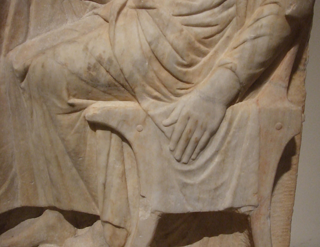 Detail of a Marble Stele of a Man in the Metropolitan Museum of Art, February 2012