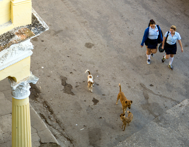 Walking to school, Remedios, Cuba