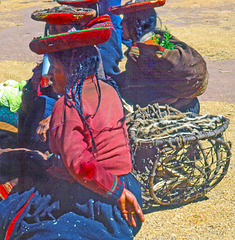 Traditional Pisac hats at Chinchero