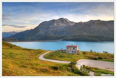 Le lac du Mont Cenis au coucher du soleil