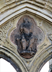 newstead abbey, notts; christ in majesty on trumeau of  late c13 west front of priory church