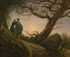 Detail of Two Men Contemplating the Moon by Caspar David Friedrich in the Metropolitan Museum of Art, Feb. 2020