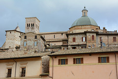 Italy, Assisi, Dome and Bell Tower of the Cathedral of San Rufino