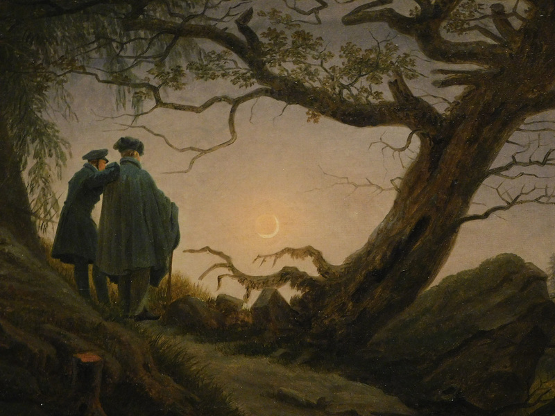 Detail of Two Men Contemplating the Moon by Caspar David Friedrich in the Metropolitan Museum of Art, Feb. 2020