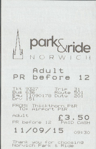 Norwich Park and Ride bus ticket