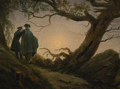 Detail of Two Men Contemplating the Moon by Caspar David Friedrich in the Metropolitan Museum of Art, Feb. 2020