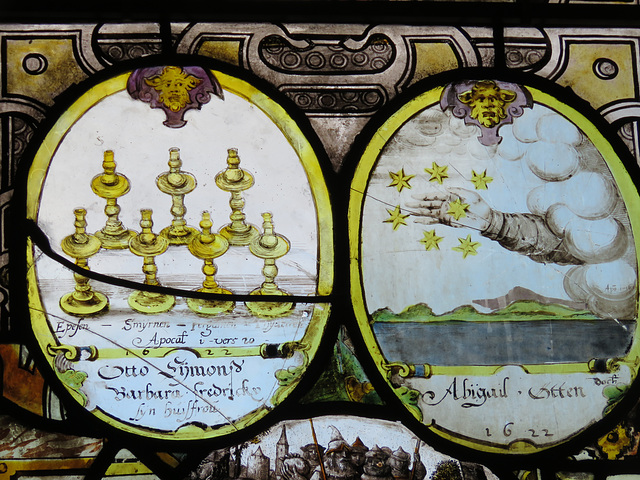canterbury museum glass   (17)c17 flemish glass, with seven candlesticks and 7 stars of revelations