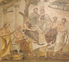 Detail of The Academy of Plato Mosaic from Pompeii in the Naples Archaeological Museum, July 2012