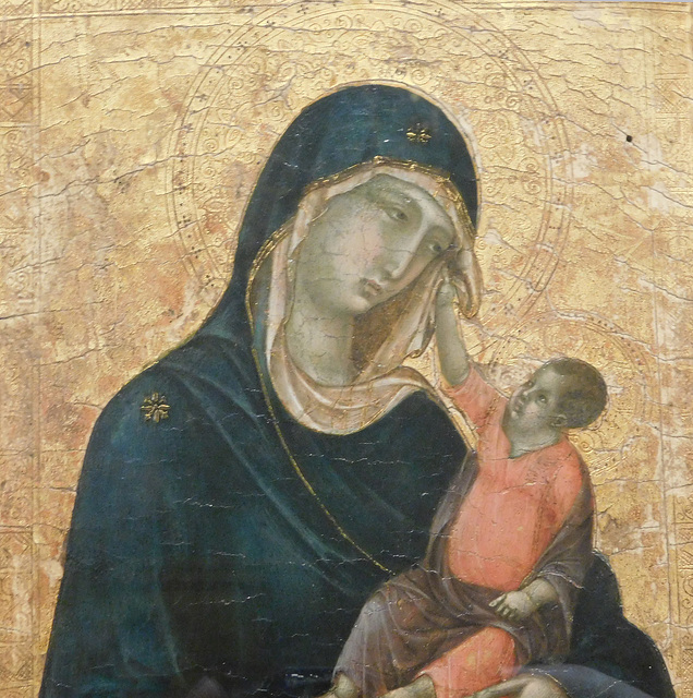 Detail of the Madonna and Child by Duccio in the Metropolitan Museum of Art, February 2019