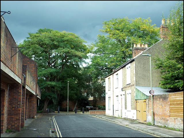 grey sky over Mount Place