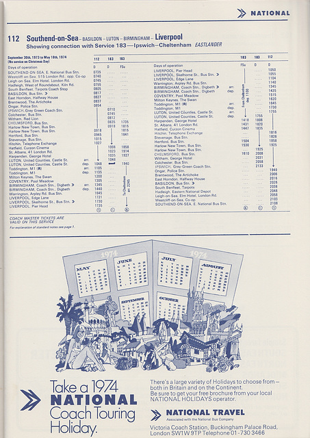 'A service that never was (?) - shown in the National Travel (NBC) Limited Coach Guide - Winter 1973/1974 'A service that never was (?) - shown in the National Travel (NBC) Limited Coach Guide - Winter 1973/1974