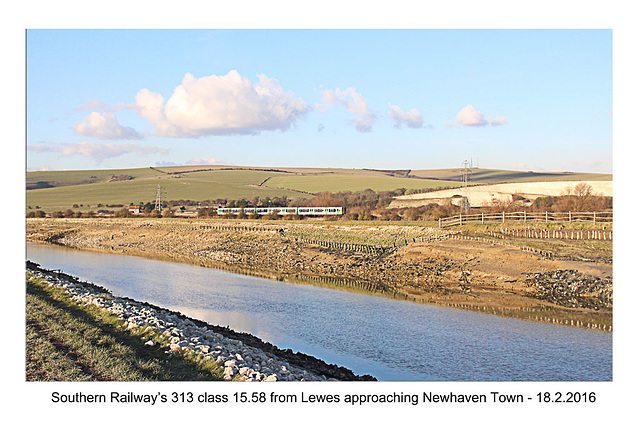 Southern 313 class e.m.u. from Lewes to Newhaven - 18.2.2016