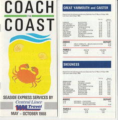 Central Coachways literature (Timetable cover 1988) (Timetable page 1989)