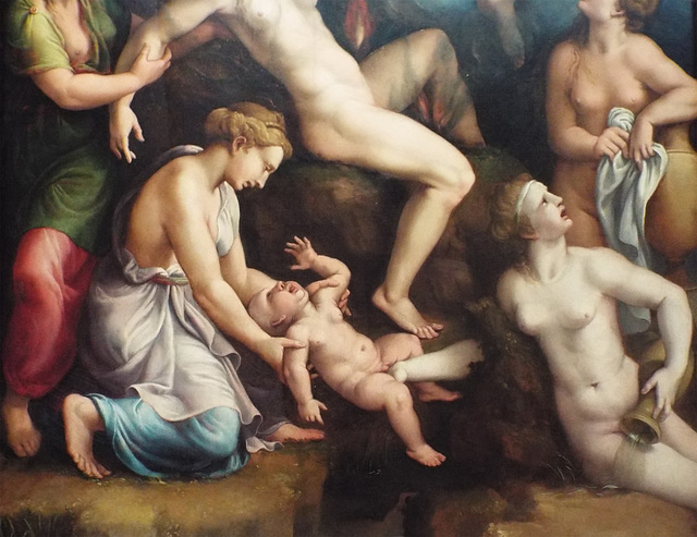 Detail of The Birth of Bacchus by Giulio Romano in the Getty Center, June 2016