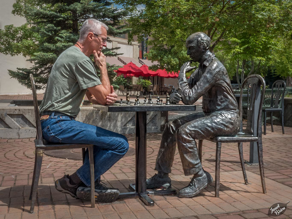 Pictures for Pam, Day 211: SSC: Steve and the Chessplayer in a Double Dedication with Marie-claire Gallet