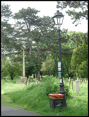 churchyard lamppost (with signs)