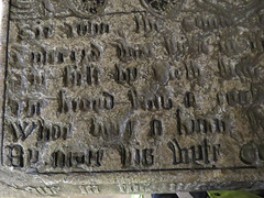 newstead abbey, notts ; c16 incised alabaster slab on tomb of sir john byron +1567