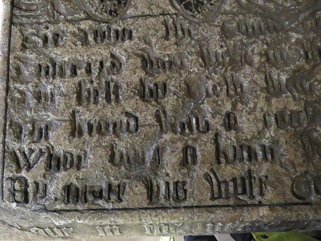 newstead abbey, notts ; c16 incised alabaster slab on tomb of sir john byron +1567