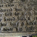 newstead abbey, notts ; c16 incised alabaster slab on tomb of sir john byron +1567